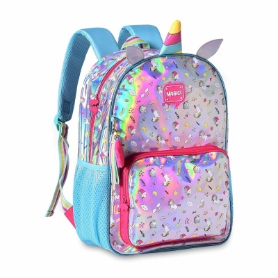 MOCHILA ESCOLAR 40CM HOLOGRÁFICA MAGIC UNICÓRNIO