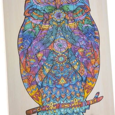 PUZZLE EM MADEIRA UNIQUE SHAPES CORUJA 130 PEÇAS GRAFIX