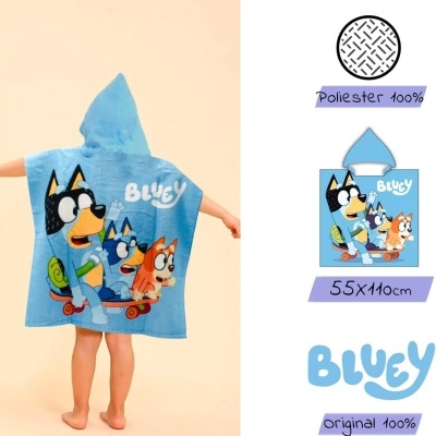 PONCHO CRIANÇA MICROFIBRA BLUEY E BINGO