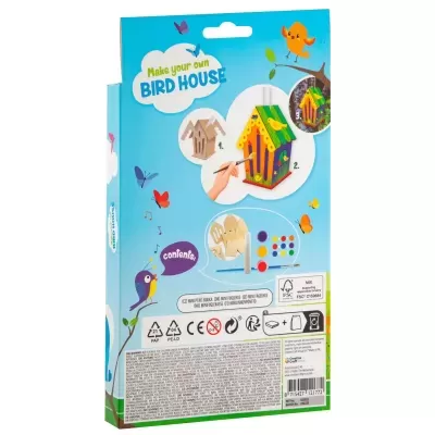 CASA DE PÁSSAROS EM MADEIRA PARA MONTAR E COLORIR, MOXY