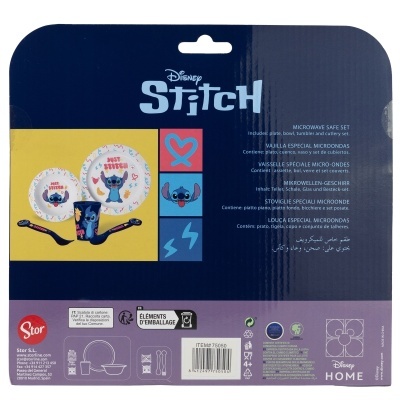 CONJUNTO MICROONDAS 5 PEÇAS REFEIÇÃO INFANTIL - STITCH