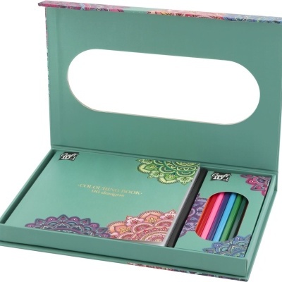 LIVRO DE COLORIR COM 96 DESENHOS MANDALA E 10 LÁPIS DE COR CRAFT ID