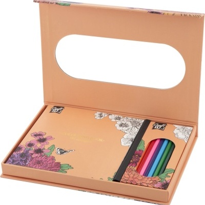 LIVRO DE COLORIR COM 10 LÁPIS DE COR E 96 DESENHOS FLORAIS CRAFT ID