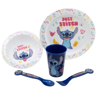 CONJUNTO MICROONDAS 5 PEÇAS REFEIÇÃO INFANTIL - STITCH