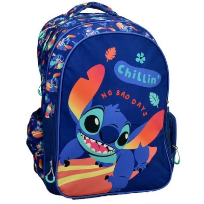 CONJUNTO ESCOLAR MOCHILA, ESTOJO DUPLO E LANCHEIRA TÉRMICA STITCH NO BAD DAYS CHILLIN'