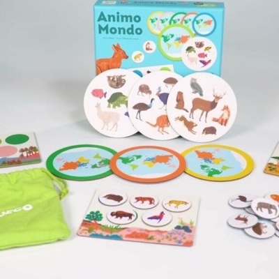 ANIMO MONDO - JOGO DE LOTO E LOCALIZAÇÃO DOS ANIMAIS DO MUNDO, DJECO