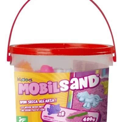 BALDE AREIA CINÉTICA 400g COM FORMAS E ACESSÓRIOS, MOBILSAND