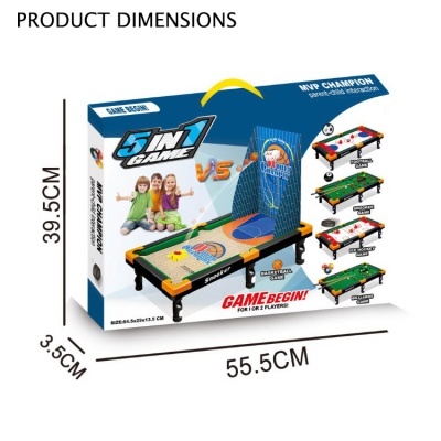 Embalagem jogo 5 em 1 com mesa multifuncional e dimensões