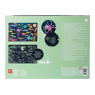 PUZZLE FLUORESCENTE BRILHA NO ESCURO OCEANO - 104 PEÇAS, APLI PUZZLE FLUORESCENTE BRILHA NO ESCURO OCEANO - 104 PEÇAS, APLI