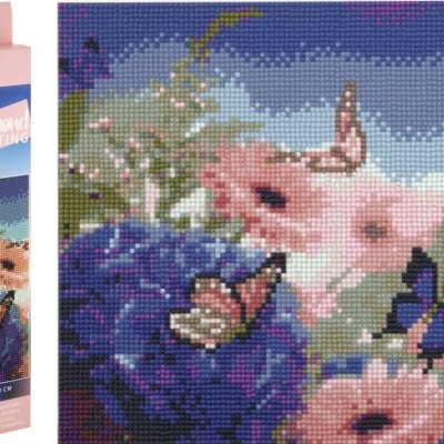 PINTURA DE DIAMANTES 30X30CM BORBOLETAS E FLORES CRAFT ID