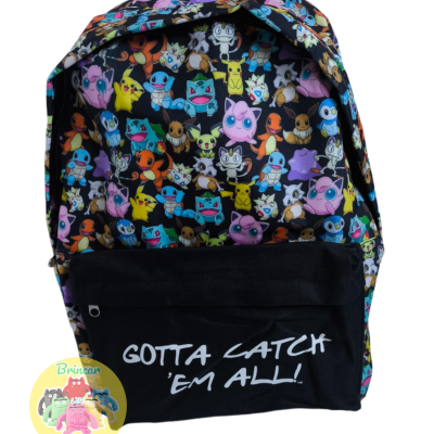 CONJUNTO ESCOLAR MOCHILA E ESTOJO REDONDO POKÉMON AZUL E PRETO