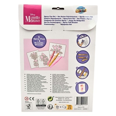 Conjunto Disney Minnie Mouse Spray Pen Set com 3 canetas spray e 3 stencils