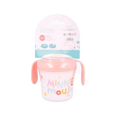 Copo de treino infantil Minnie Mouse com handles rosados e embalagem decorada