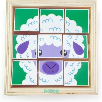 ANIMOROLL - PUZZLE EM MADEIRA DE BLOCOS COM ANIMAIS, DJECO