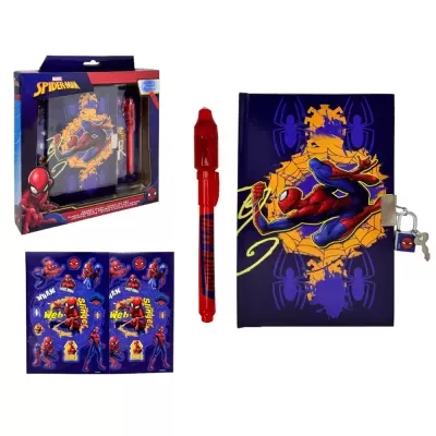 CONJUNTO DIÁRIO C/ CHAVE + CANETA TINTA MÁGICA SPIDERMAN