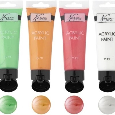 TINTA ACRÍLICA METÁLICA EM TUBO 6X75ML NASSAU