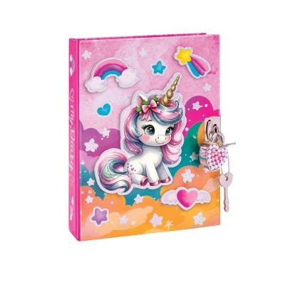 DIÁRIO 3D C/ CHAVE 300 PÁGINAS - UNICÓRNIO