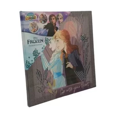 PINTURA DE DIAMANTES EM CANVAS 29X29CM FROZEN ANNA E ELSA CANENCO