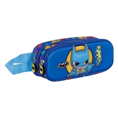 ESTOJO 3D ESCOLAR DE FECHO DUPLO AZUL BATMAN