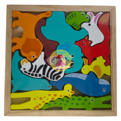 PUZZLE EM MADEIRA TEMÁTICO 17X17CM - MONTESSORI