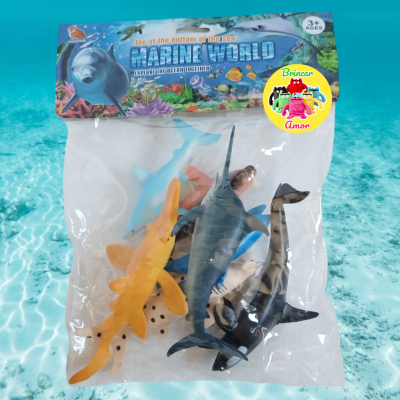 CONJUNTO FIGURAS MINIATURAS ANIMAIS - MUNDO MARINHO