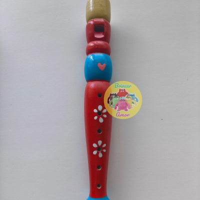 FLAUTA DE BISEL INFANTIL EM MADEIRA 20CM