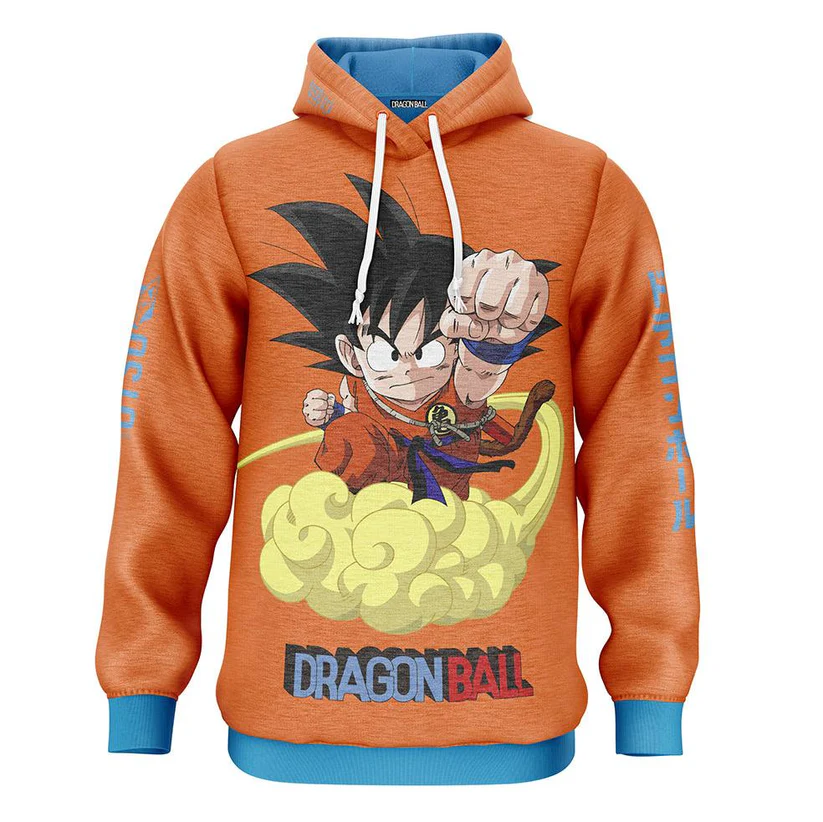 Sweatshirt laranja com personagem Dragon Ball estampado e texto DRAGON BALL.