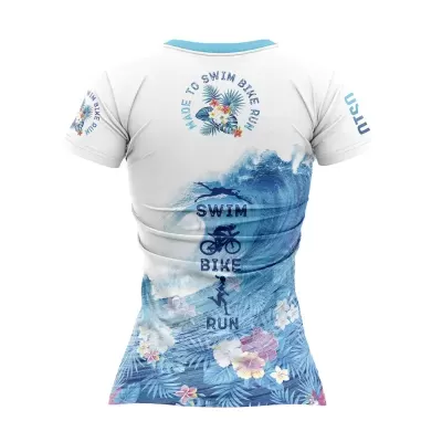 WOMEN'S SHORT SLEEVE SHIRT SWIM BIKE RUN WAVE WOMEN'S SHORT SLEEVE SHIRT SWIM BIKE RUN WAVE