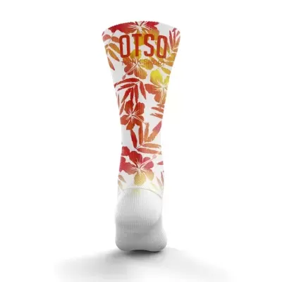 MULTISPORT FUNNY SOCKS HIGH CUT FLORAL ORANGE