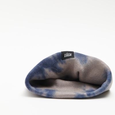 FINE RIB BEANIE - NAVY BLUE / DARK TAUPE