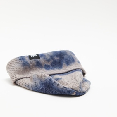 FINE RIB BEANIE - NAVY BLUE / DARK TAUPE