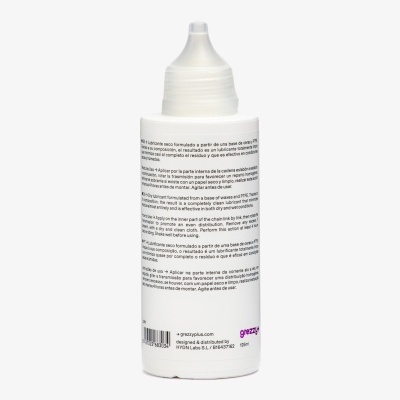 Frasco branco de plástico com rótulo e texto, tampa aplicadora translúcida, fundo branco