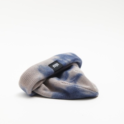 FINE RIB BEANIE - NAVY BLUE / DARK TAUPE