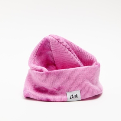 FINE RIB BEANIE - BRIGHT PINK / LIGHT PINK