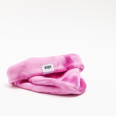 FINE RIB BEANIE - BRIGHT PINK / LIGHT PINK