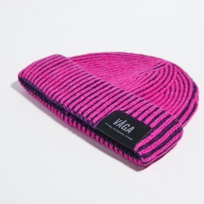 MID WEIGHT BEANIE - BRIGHT PINK / NAVY BLUE