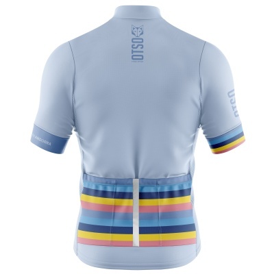 MEN'S SHORT SLEEVE CYCLING JERSEY STRIPES BLUE