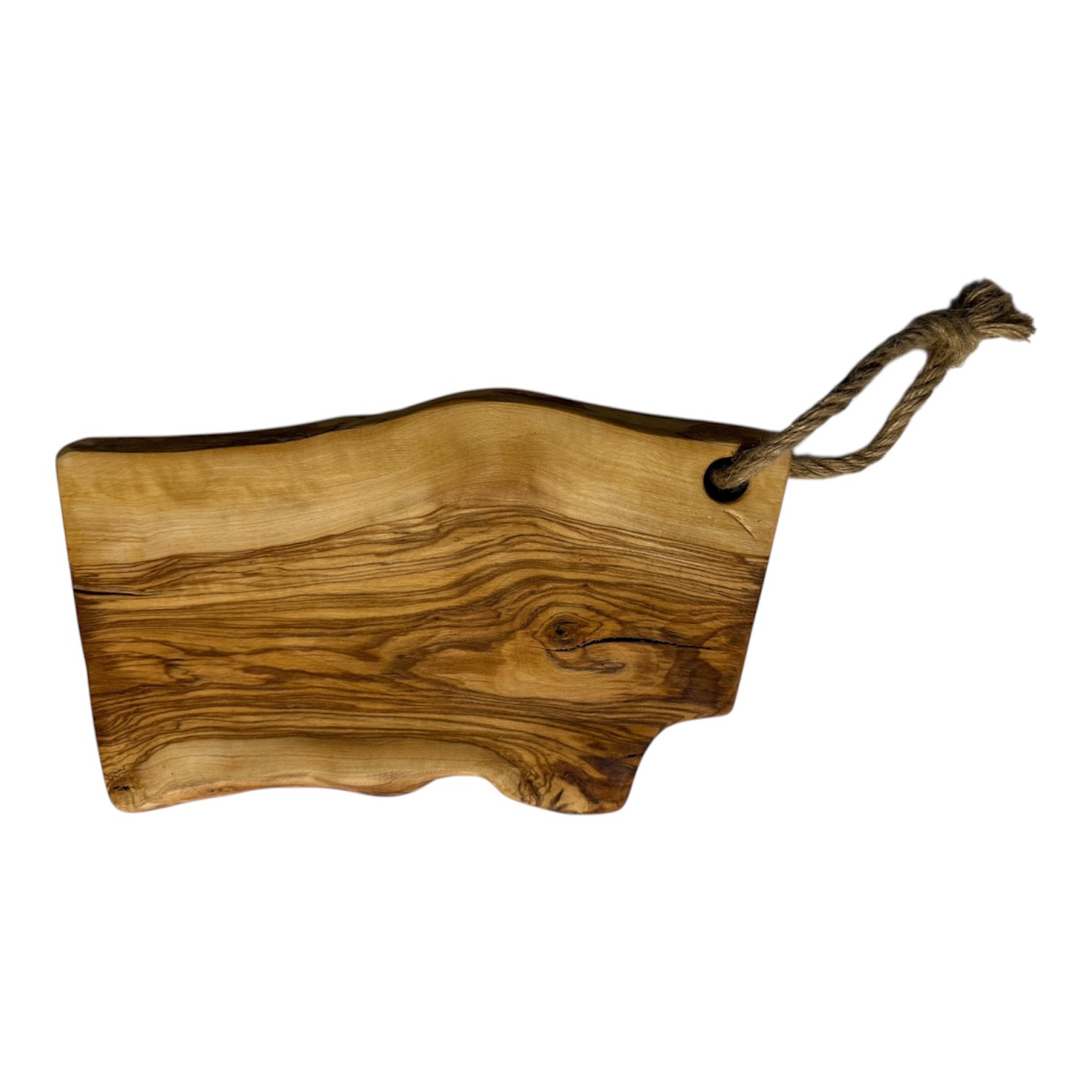 Tábua Irregular em Oliveira (25x14x2 cm) Tábua de cortar madeira com corda pendurada
