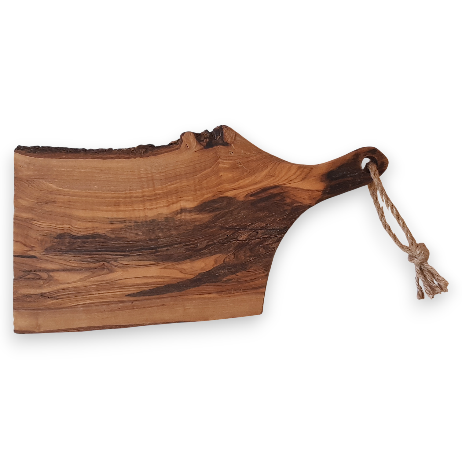 Tábua Irregular em Oliveira (31,5x16,5x2cm) Tábua de cortar em madeira natural com corda para pendurar