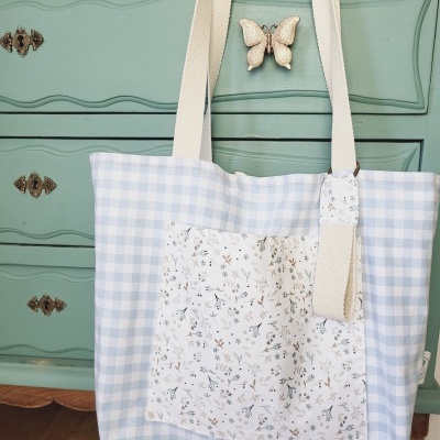 Tote bag vichy azul