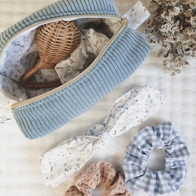 Necessaire box bombazine azul