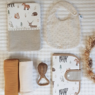 Bolsa para fraldas e toalhitas animais bosque