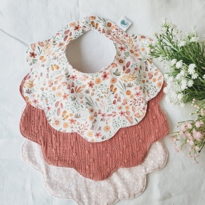 Pack babetes flor rosa campestre