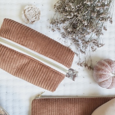 Necessaire box bombazine castanho