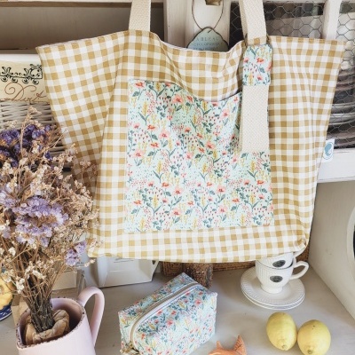 Tote bag vichy mostarda