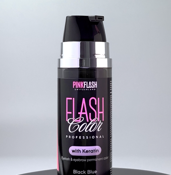Pink Flash 2 em 1 – Coloração Queratina Black + Oxidante Pestanas e Sobrancelhas Frasco de coloração preta para pestanas e sobrancelhas da marca PINKFLASH