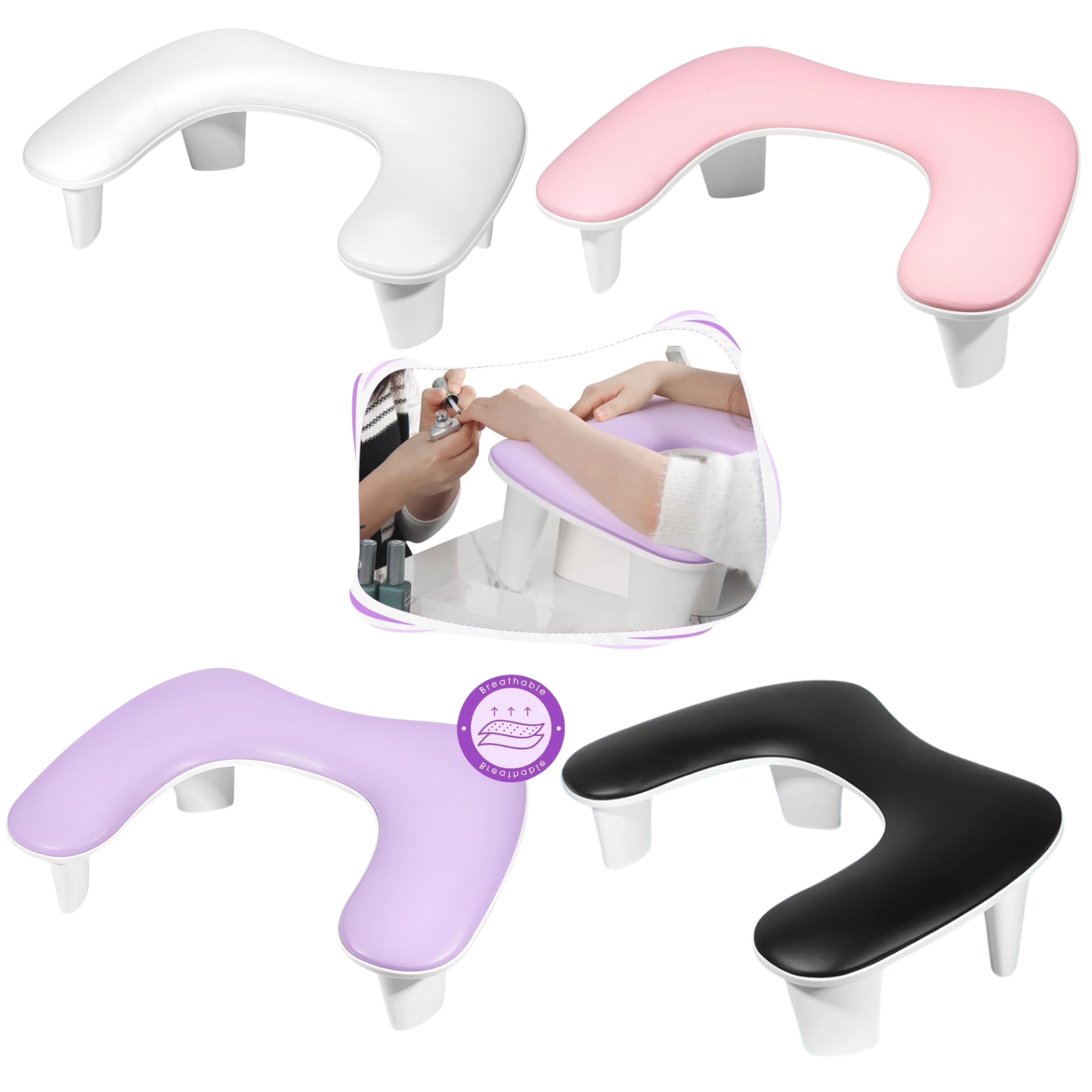 Apoio de Braços para Unhas em Pele Sintética – Formato U Apoio de Braços para Unhas em Pele Sintética – Formato U