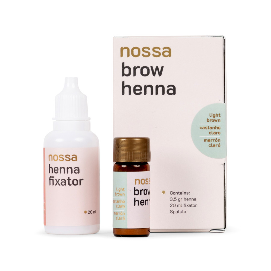 Henna + Fixador NOSSA para Sobrancelhas - Castanho Claro Henna + Fixador NOSSA para Sobrancelhas - Castanho Claro