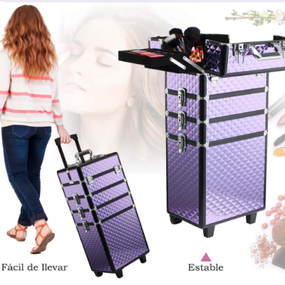 Mala Trolley Profissional Estética 4 em 1 Lilás