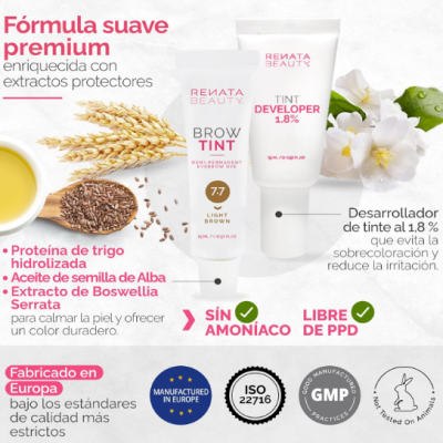 Kit de Tintura de Sobrancelha Castanho Claro  RB RENATA BEAUTY - Entrega Imediata 🟢